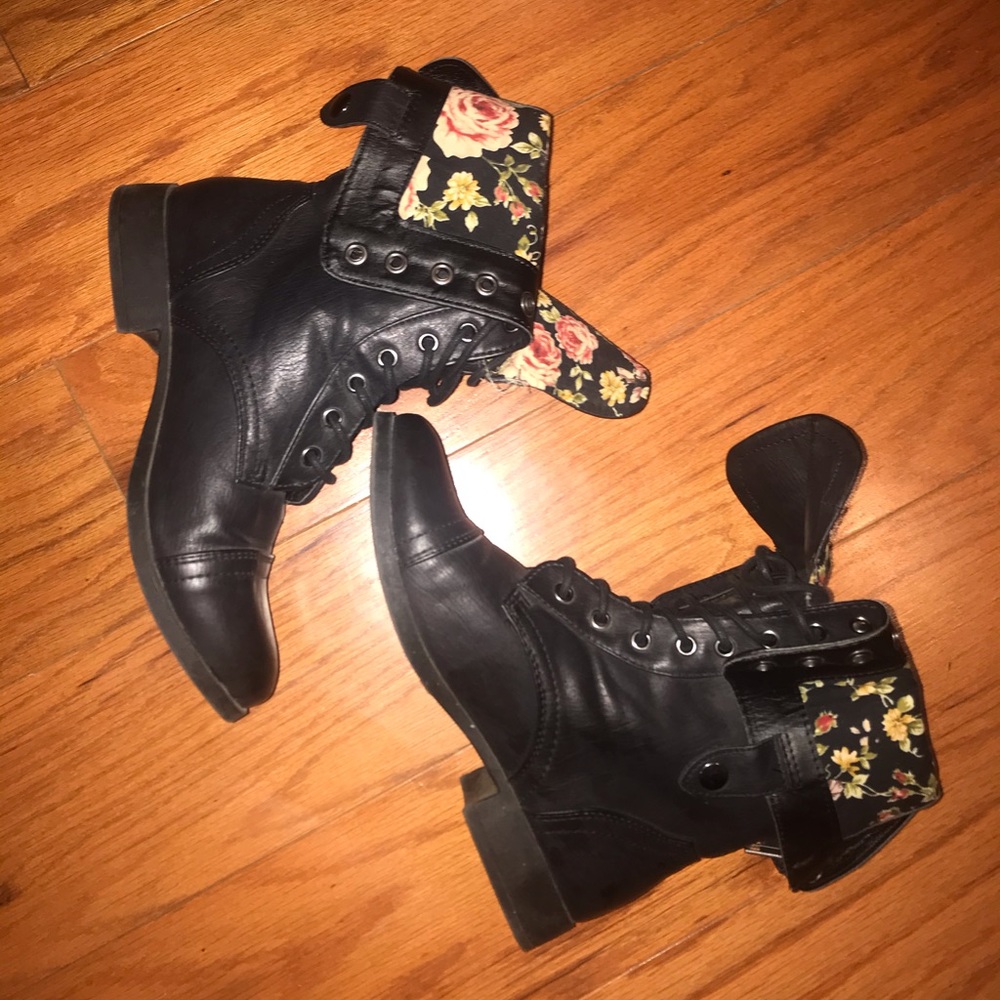 Floral Combat Boots